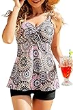 Breampot Tankini Damen Bauchweg Bedruckter Bademode Zweiteiler Badeanzug Push Up Swimsuit Beachwear...