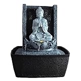 Zen'Light - Zimmerbrunnen Nirvana - Wasserfall mit Buddha & Weißer LED-Beleuchtung - Moderne Zen...