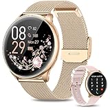 RUXINGX Smartwatch Damen mit Telefonfunktion 1.32' HD Voll Touch Screen, Armbanduhr mit SpO2 Pulsuhr...