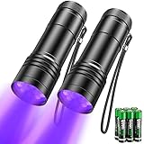 UV Taschenlampe 2 Stück Mini UV Schwarzlicht Taschenlampe mit 12 LEDs, Ultraviolettes Licht mit...