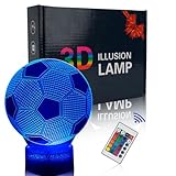 Skythrive Fussball Geschenke Jungen Mädchen, Optische Täuschung 3D Nachtlicht Lampe 16 Farben...