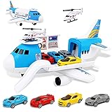 m zimoon Transport Flugzeug Spielzeug, Transportflugzeug 4 Autos + 1 Hubschrauber Set, Junge und...