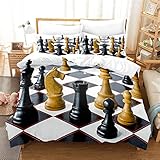 BJCJGGL Bettwäsche 260x240 Internationales Schach Bettwäsche-Set mit Reißverschluss Schließung +...