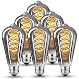 HUSTUNG Edison LED Vintage Glühbirne, E27 Fassung, 4W ST64, 2400K Warmweiß, Dimmbar, Rauchgraues...