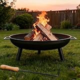 Worldgeil Feuerschale Feuerschalen für den Garten - Feuerstelle Ø 58 cm mit 2 Tragegriffen & 43 cm...