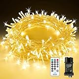 LED Lichterkette Außen Strombetrieben, 20M 200 LED Lichterkette Weihnachten mit Fernbedienung Timer...