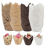 200 Stück Tulpen Backförmchen Muffinförmchen Papier Cupcake Backbecher Cupcake Förmchen aus...