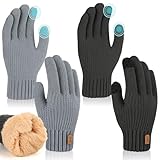 Halinuia 2 Paar Winter Handschuhe mit Fleecefutter für Herren Damen, Warm Touchscreen Handschuhe,...
