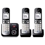 Panasonic KX-TG6823GB DECT Schnurlostelefon mit Anrufbeantworter (3 Mobilteile, strahlungsarm,...