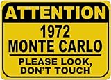 1972 72 Chevy Monte Carlo Please Look Don't Touch, Aluminium-Schild, 30,5 x 45,7 cm