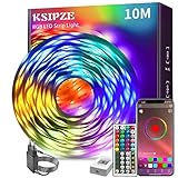 KSIPZE Led Strip 10m RGB LED Streifen mit Fernbedienung Bluetooth Musik Sync Timer-Einstellung...