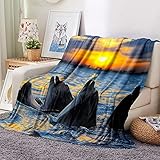 VENESS Reisedecken Blauer Delphin 3D Druck Flanelldecke Home Decor Couch Sofa All Seasons Fuzzy...