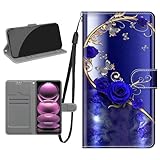 Tivenfezk Nadoli Handyhülle PU Leder für Samsung Galaxy A25 5G,Bunt Bemalt Blau Rose Blume...