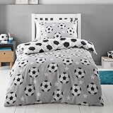Catherine Lansfield Wende-Bettwäsche-Set mit Kissenbezug, Motiv: Fußballsterne, gebürstete...