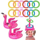 VIKSAUN 14 Stück Wurfspiel Flamingo Aufblasbare Ringwurfspiel Eltern Partyspiele für Sommer Hawaii...