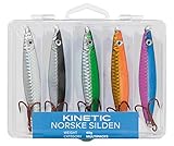 Norske Kinetic Silden - 5er Pilker-Set, in 5 Farben und Gewichten von 25g, 40g und 60g, auffällige...