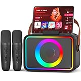 [2025] Karaoke Maschine 2 Mikrofonen: Karaoke Anlage mit 2 Karaoke Mikrofonen - Tragbare Bluetooth...