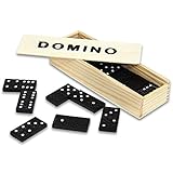 HC-Handel 910094 Domino Dominosteine in Holzbox Holz 14,5 x 5 x 3 cm schwarz/natur