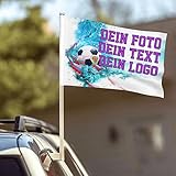 Foto-Autoflagge, Autofahne Mit Eigenem Foto/LOGO/Text, Fahne für Auto selbst gestalten, Nur Flagge,...