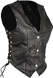 GEARX Damen Lederweste Motorrad Vitange Biker Fashion, M