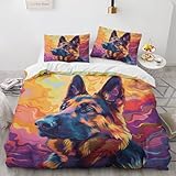 NUEYSP Bettwäsche 135x200 Deutsch SchäFerhund Bettwäsche-Sets 3D-Motiv, Mikrofaser, 1 Bettbezug...