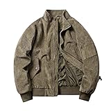 UnoSheng Herren Herbst und Winter Outdoor Mantel Freizeit Retro Große Größe Cordjacke Stehkragen...