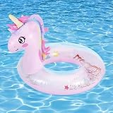 MoKo Aufblasbarer Schwimmring, Glitzer Pailletten Einhorn Cartoon PVC Wasserspielring, Schwimmreifen...