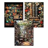 WEMEON 3 Stück Malen Nach Zahlen Erwachsene(30X40cm)- Bücherregal Malen nach Zahlen, Malen Nach...