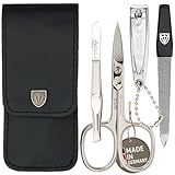 DREI SCHWERTER - 4-tlg. Nagelpflegeset 'Capri' | Hochwertiges Nageletui für Maniküre und...