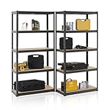 Juskys 2er-Set Lagerregal Basic 2X 180x90x40cm (HxBxT) - 1750 kg - 10 Böden - Schwerlastregal...