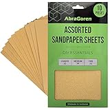 10 Stück Schleifpapier Bögen - gemischte Körnungen, 3x fein, 4x mittel, 3x grob - Sandpapier für...