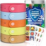 Mückenschutz Armband Set - 5 Stück Mückenarmband + 60 Stück Anti Mücken Pflaster,...