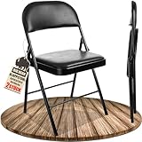 BigDean Klappstuhl 2 Stück gepolstert Klappstühle schwarz Metall Stuhl mit Kunstlederbezug robust...