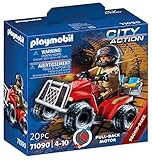 PLAYMOBIL City Action 71090 Feuerwehr-Speed Quad mit Rückzugsmotor, Spielzeug für Kinder ab 4...