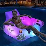 LanBlu Aufblasbarer Pool Luftmatratze Schwimmsessel mit Farbe Wechselnden Licht, Solarbetriebene...