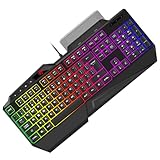 Havit KB488L Gaming Tastatur – Multifunktional, programmierbare Beleuchtete Tastatur, 108 Tasten...
