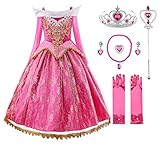 JerrisApparel Mädchen Prinzessin Spitze Kleid Rosa Schulterfrei Party Kostüm Verkleidung (4 Jahre,...