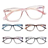 COJWIS 5 Pack Damen Lesebrille Blaulichtfilter Brille Federscharnier ultraleicht Lesehilfe (5 Farbe...