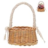 Handgemachte Korb Wicker Rattan Basket Rattan Korb Blumenmädchen Körbchen Obstkorb Weidenkorb...