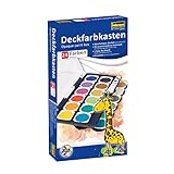 Idena 22064 - Deckfarbkasten mit 24 Farben und 1 Tube Deckweiß, ideal für Kindergarten, Schule und...