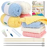 Aeelike 4 Muster Strickset für Anfänger, Strick Lumpen Set mit Stricknadeln 5,0mm, 5Ply...