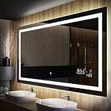 Badspiegel 120x70cm mit LED Beleuchtung - Wählen Sie Zubehör - Individuell Nach Maß - Beleuchtet...