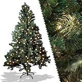 Vkechh Künstlicher Weihnachtsbaum 150cm mit Metallständer und Beleuchtung 8 Verschiedene...