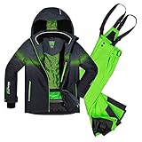 Killtec Jungen Skianzug Größe 128 aus Skijacke Glenshee Bys Schwarz und Skihose Gauror Jr NEON...