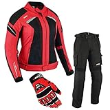 BOSmoto DAMEN MOTORRADKOMBI JACKE + HOSE + HANDSCHUHEN - BIKE MOTORRAD ROCKER TOURING in...