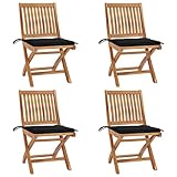 WDGJJFECNMUEHI Outdoor Stuhl Lounge ChairKlappbare Gartenstühle mit Kissen 4 STK. Massivholz...