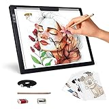 Wiederaufladbar A4 Leuchttisch mit clip,batteriebetrieben Led Licht Pad 6 Helligkeitsstufen...