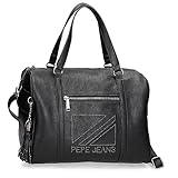 Pepe Jeans Donna Handtasche Bowling Schwarz 34 x 23 x 17 cm Kunstleder, Schwarz, Bowlingtasche