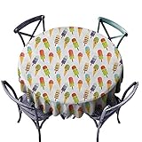 ScottDecor Strand-Tischdecke, rund, bedruckt, Eiscreme, skandinavisches Design, Cartoon-Zapfen mit...