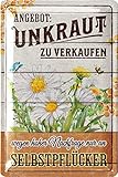 LANOLU Retro Blechschild UNKRAUT Blechschilder Garten mit Sprüchen - nostalgische Dekoration als...